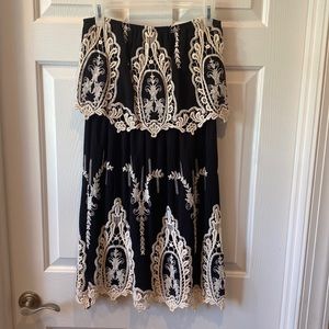 Black and white lace strapless dress. Size large